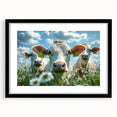 Framed landscape artwork showcasing a serene countryside scene, featuring a black mat and sleek black frame, ideal for home decor enhancement.