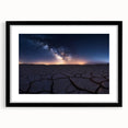 Black-framed desert landscape artwork with a white mat, showcasing vibrant colors and intricate details, perfect for enhancing modern home decor.