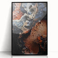 Large abstract wall art in black and white, framed in acrylic, featuring mid-century modernist design.