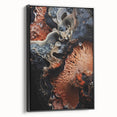 Black and white landscape painting on framed canvas, featuring vintage poster art, ideal for bedroom wall decor.