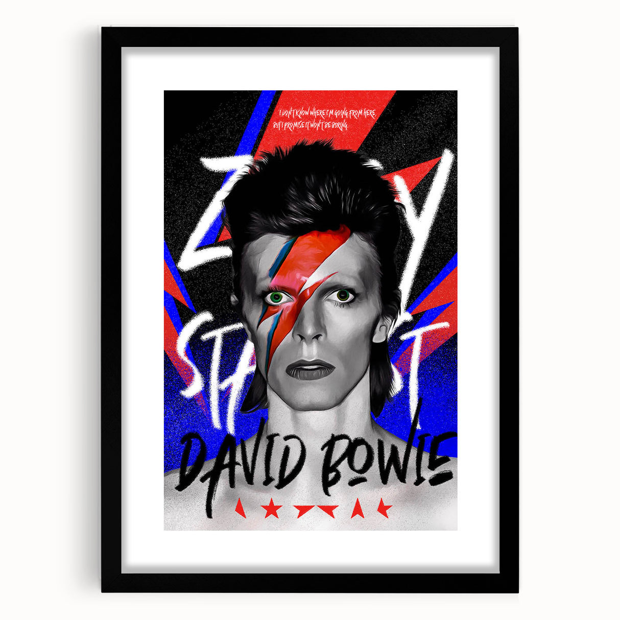 Iconic Pop Art Wall Art - Bowie Canvas with Red, Blue, and Black