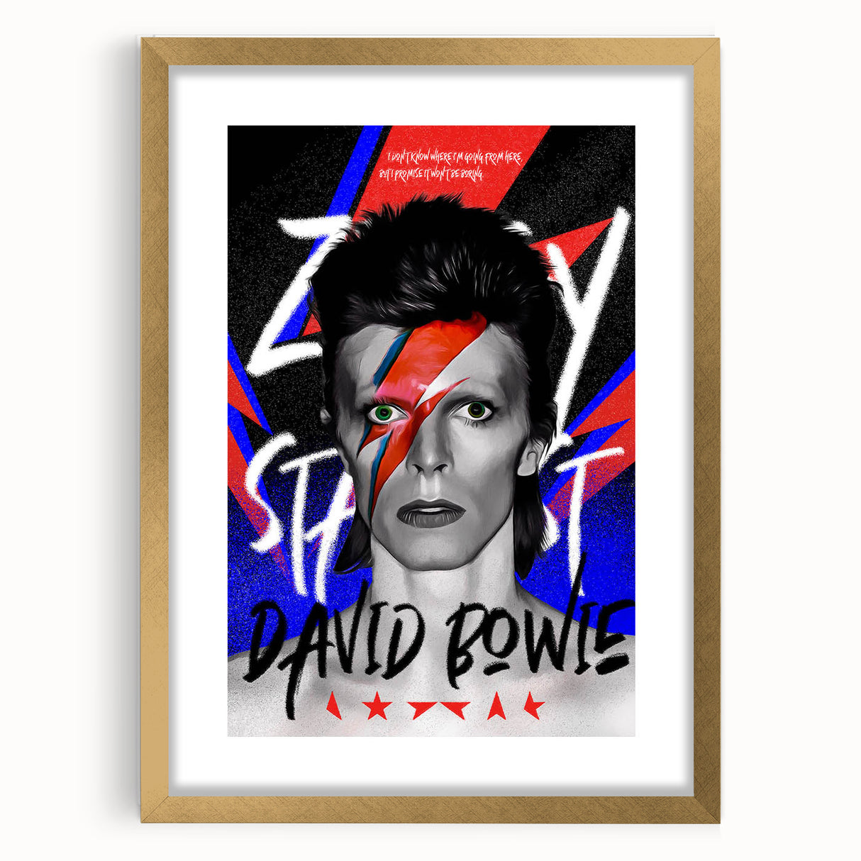 Iconic Pop Art Wall Art - Bowie Canvas with Red, Blue, and Black