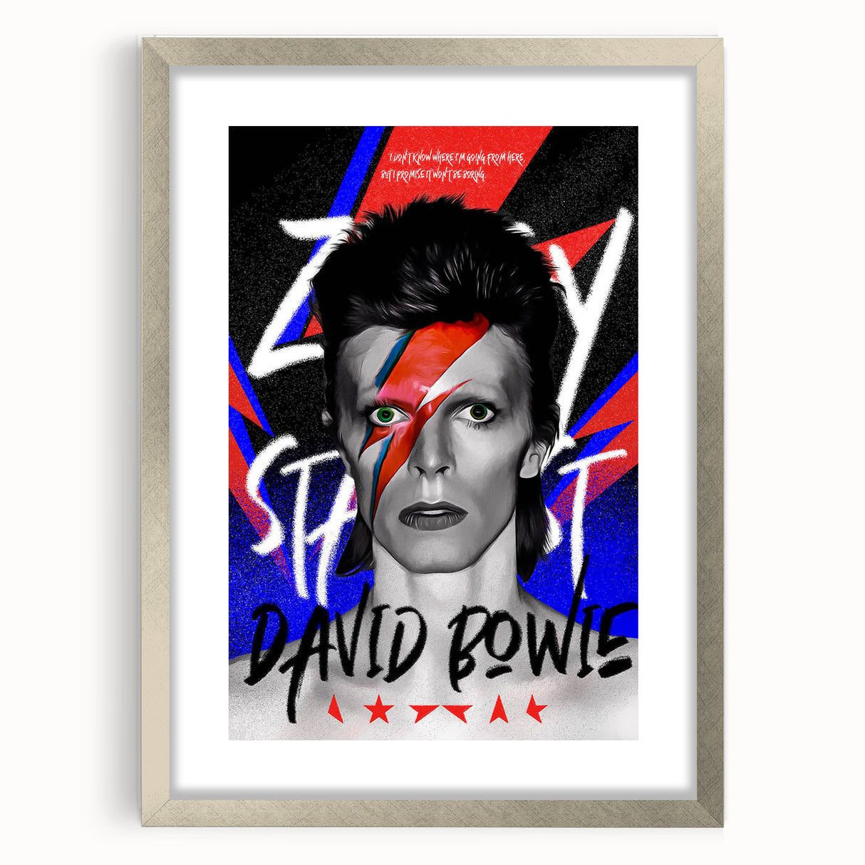 Iconic Pop Art Wall Art - Bowie Canvas with Red, Blue, and Black