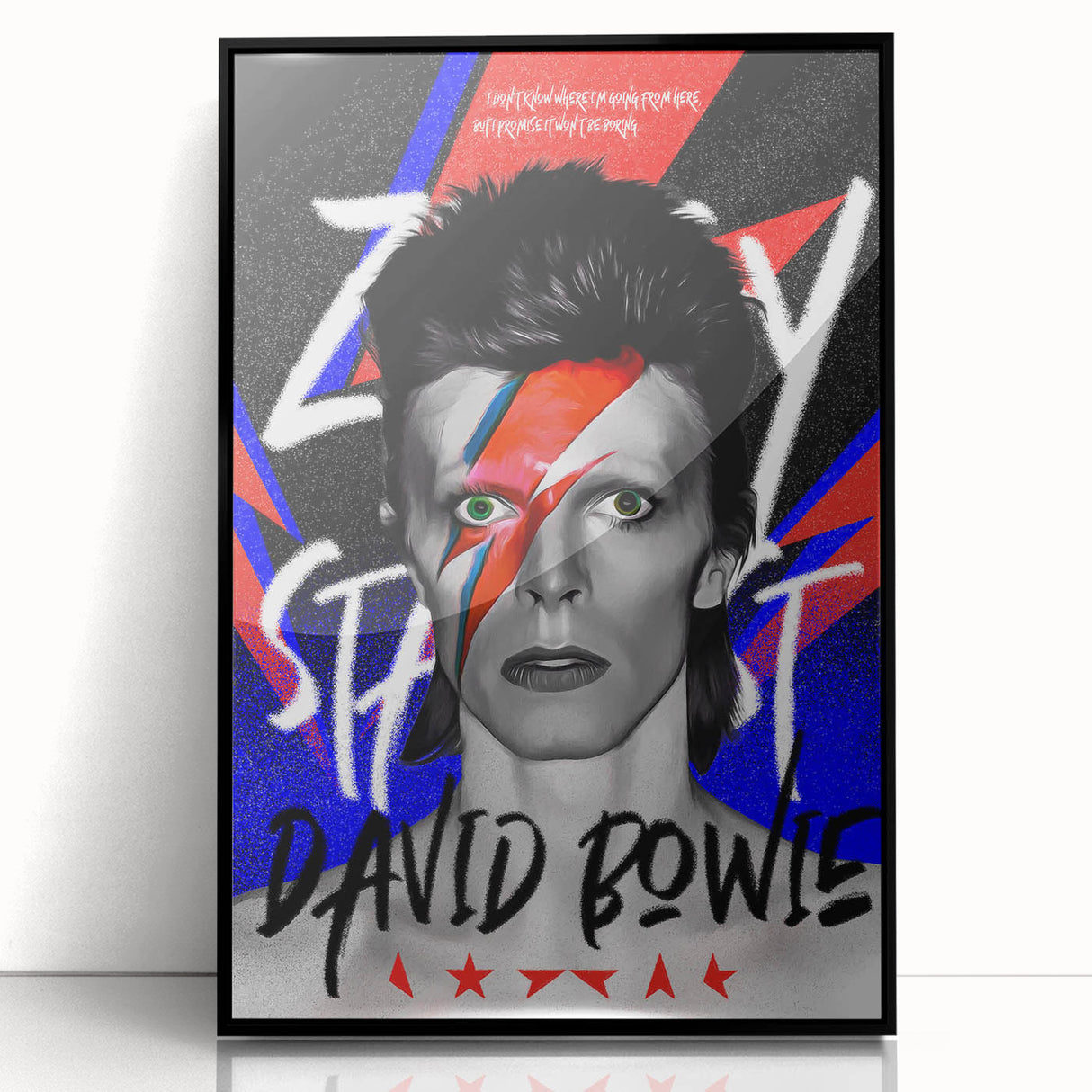 Iconic Pop Art Wall Art - Bowie Canvas with Red, Blue, and Black