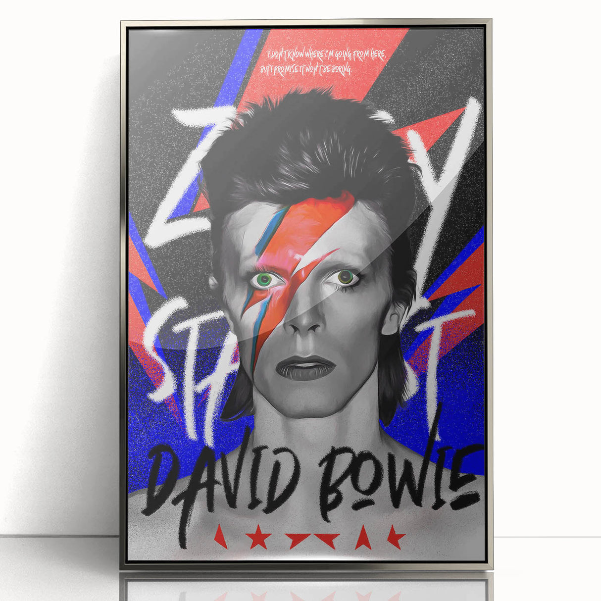 Iconic Pop Art Wall Art - Bowie Canvas with Red, Blue, and Black