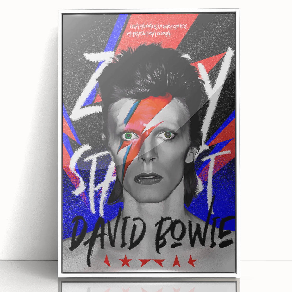 Iconic Pop Art Wall Art - Bowie Canvas with Red, Blue, and Black
