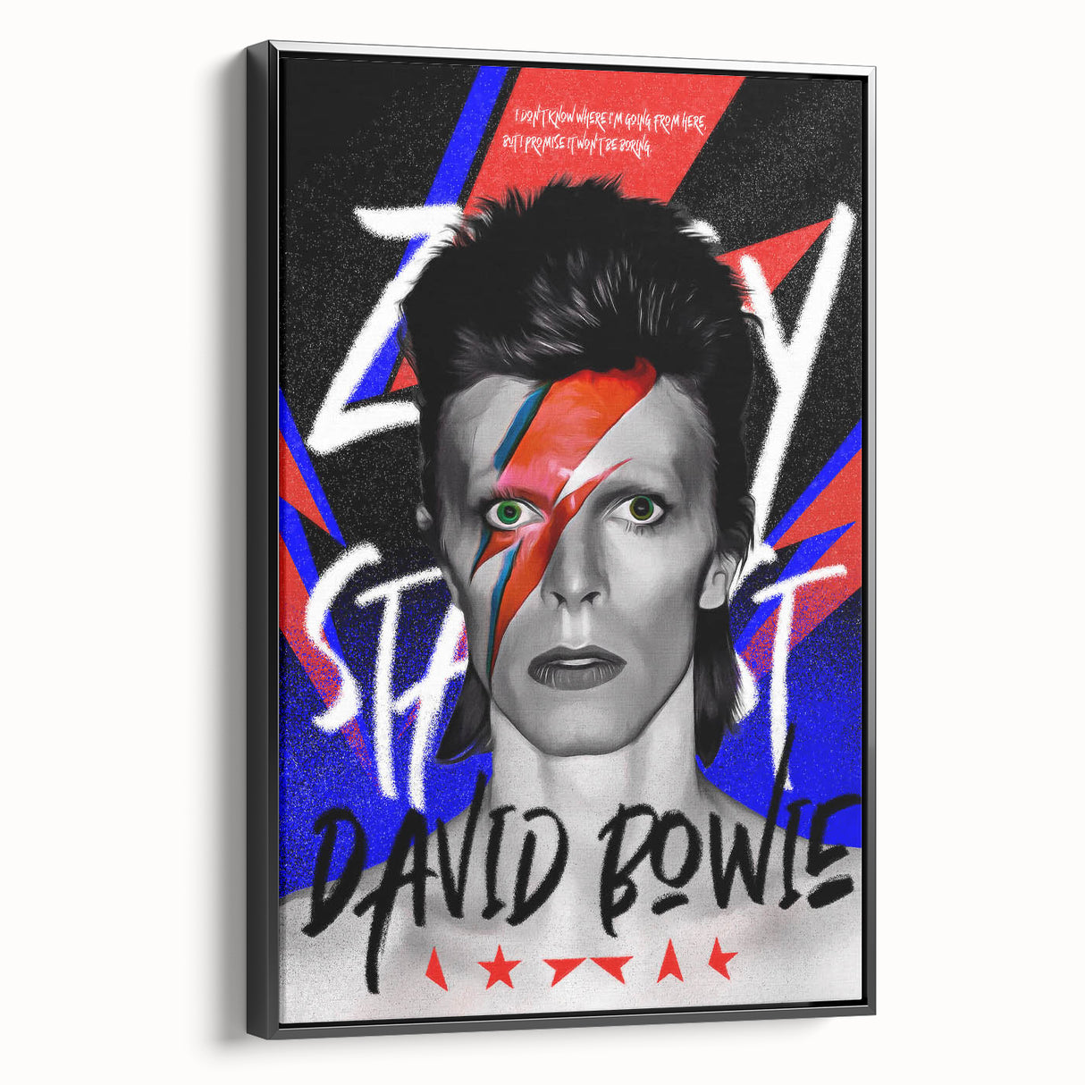 Iconic Pop Art Wall Art - Bowie Canvas with Red, Blue, and Black