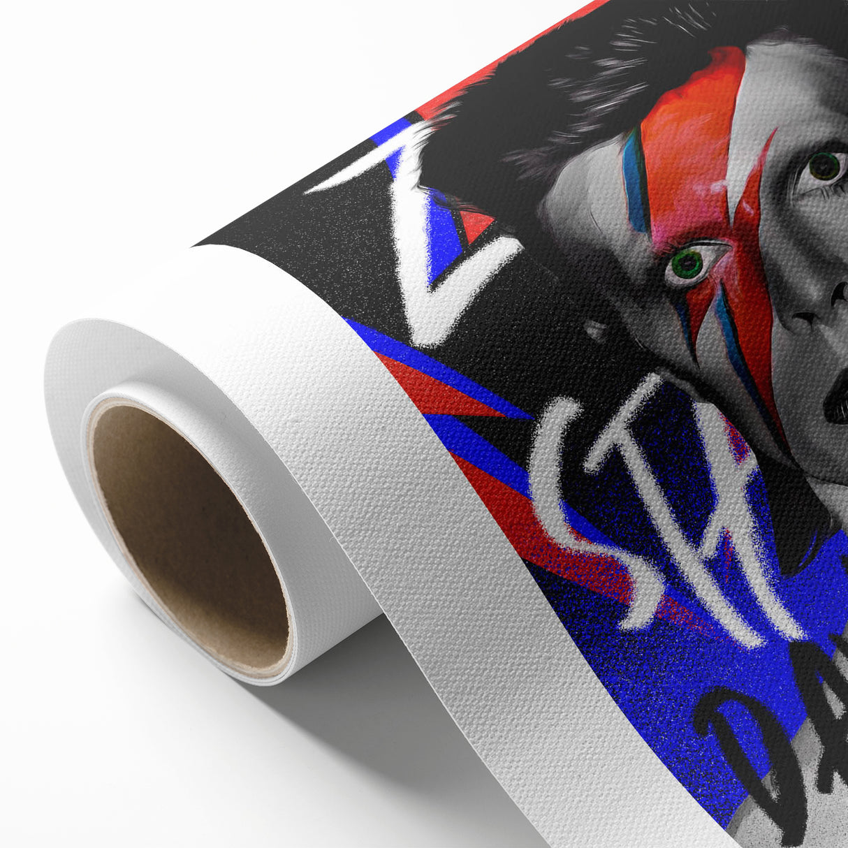 Iconic Pop Art Wall Art - Bowie Canvas with Red, Blue, and Black