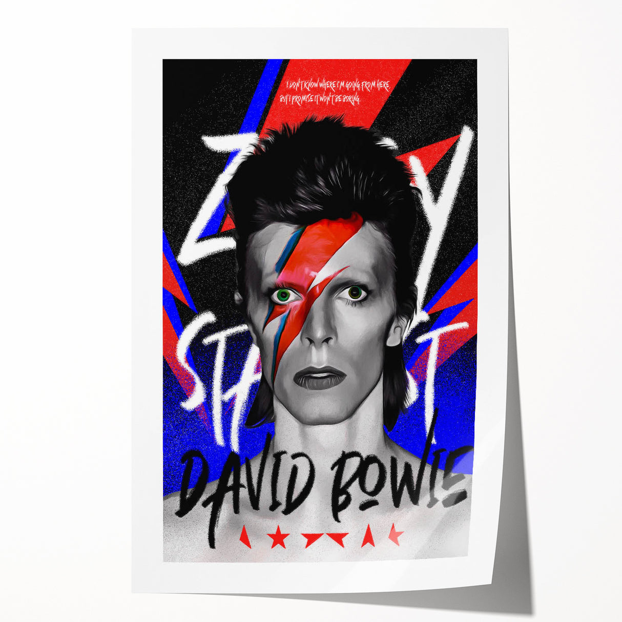 Iconic Pop Art Wall Art - Bowie Canvas with Red, Blue, and Black