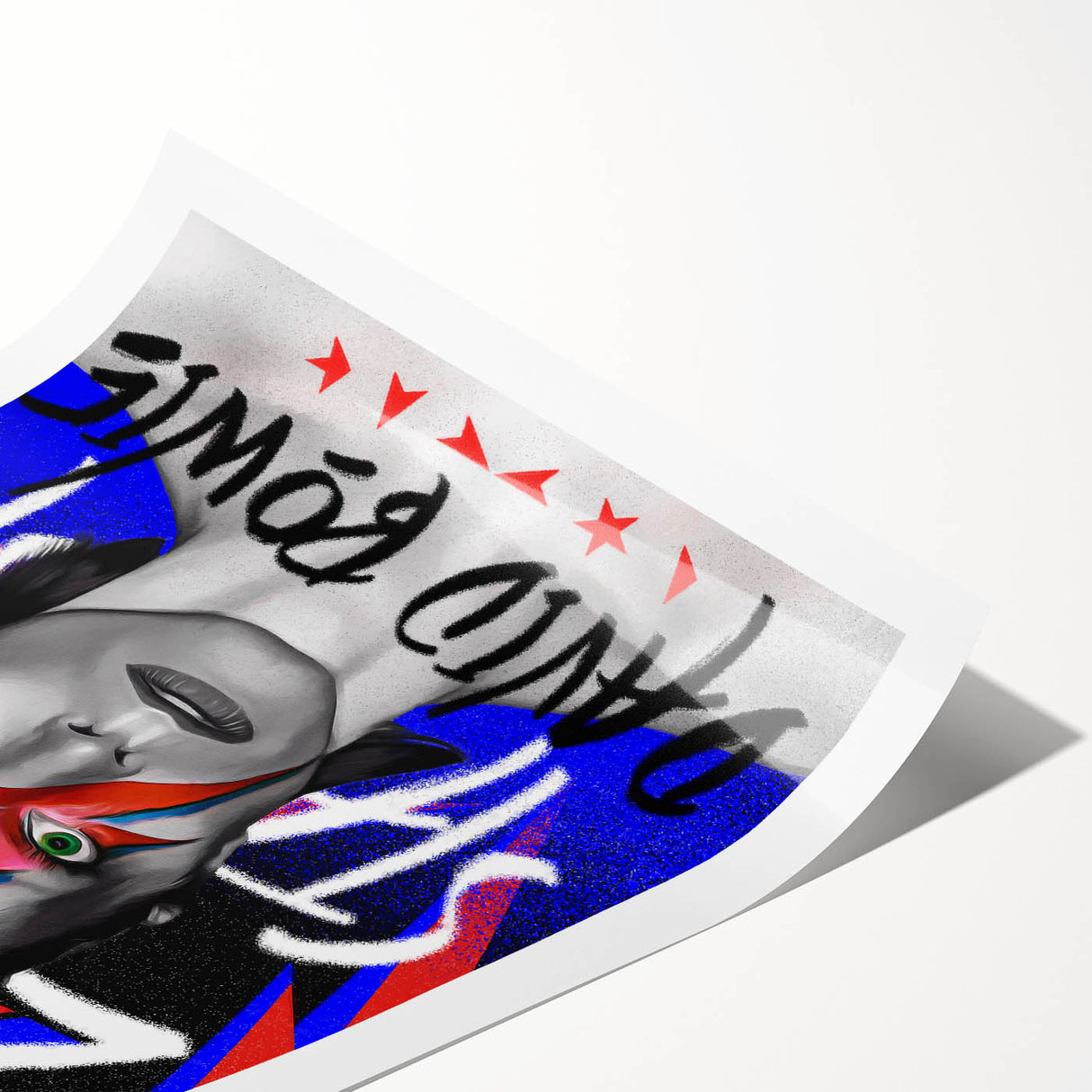 Iconic Pop Art Wall Art - Bowie Canvas with Red, Blue, and Black