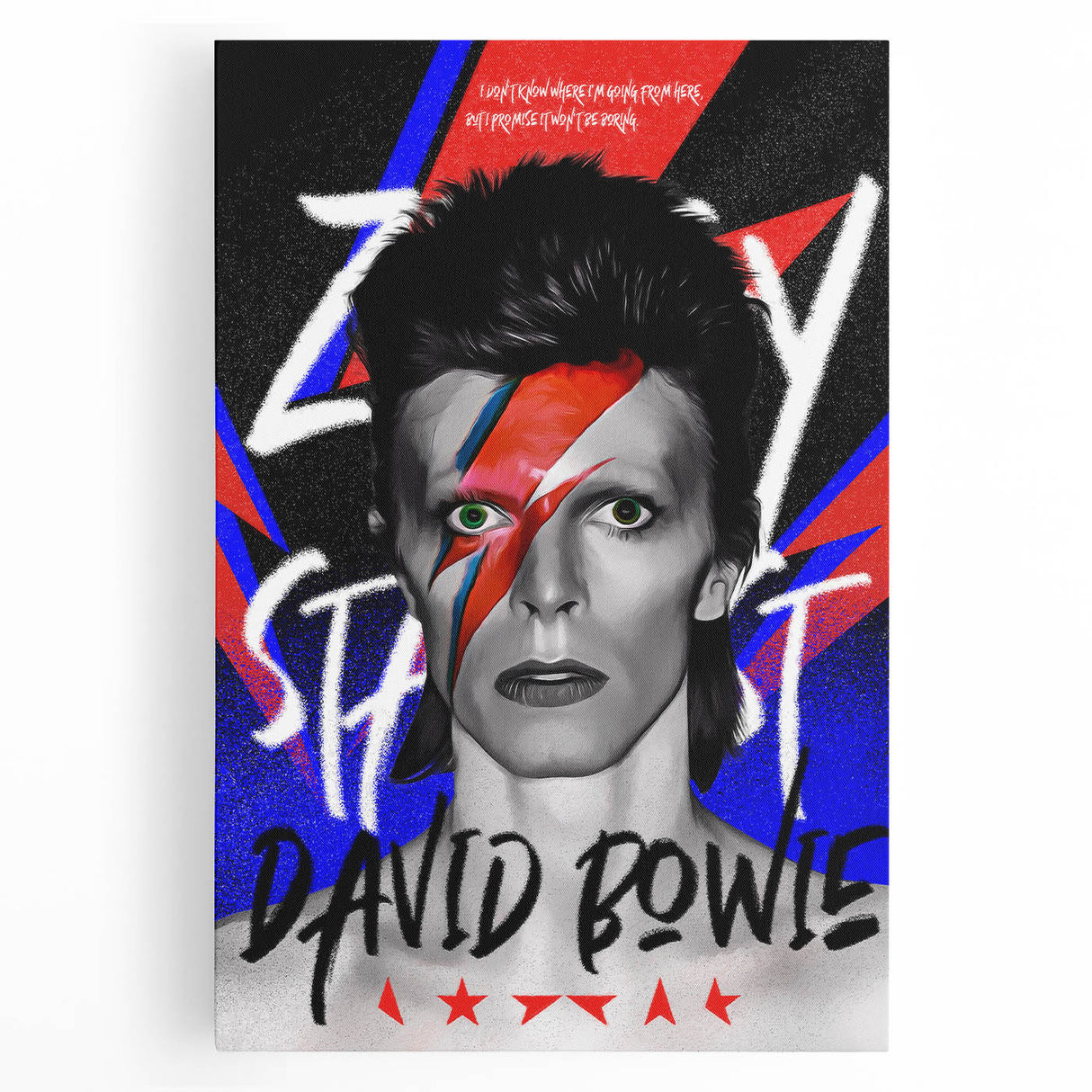 Iconic Pop Art Wall Art - Bowie Canvas with Red, Blue, and Black