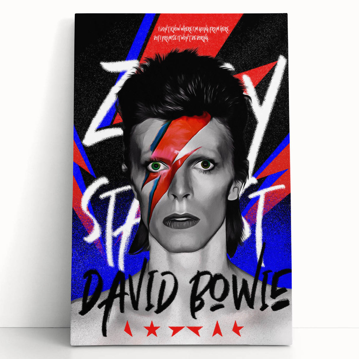 Iconic Pop Art Wall Art - Bowie Canvas with Red, Blue, and Black