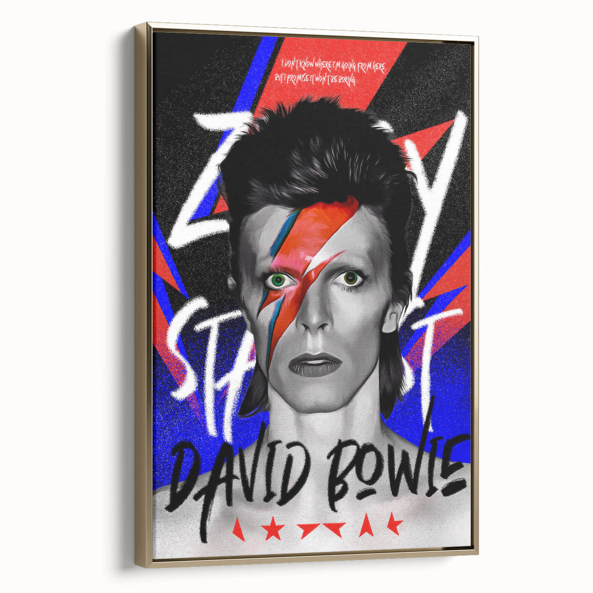 Iconic Pop Art Wall Art - Bowie Canvas with Red, Blue, and Black
