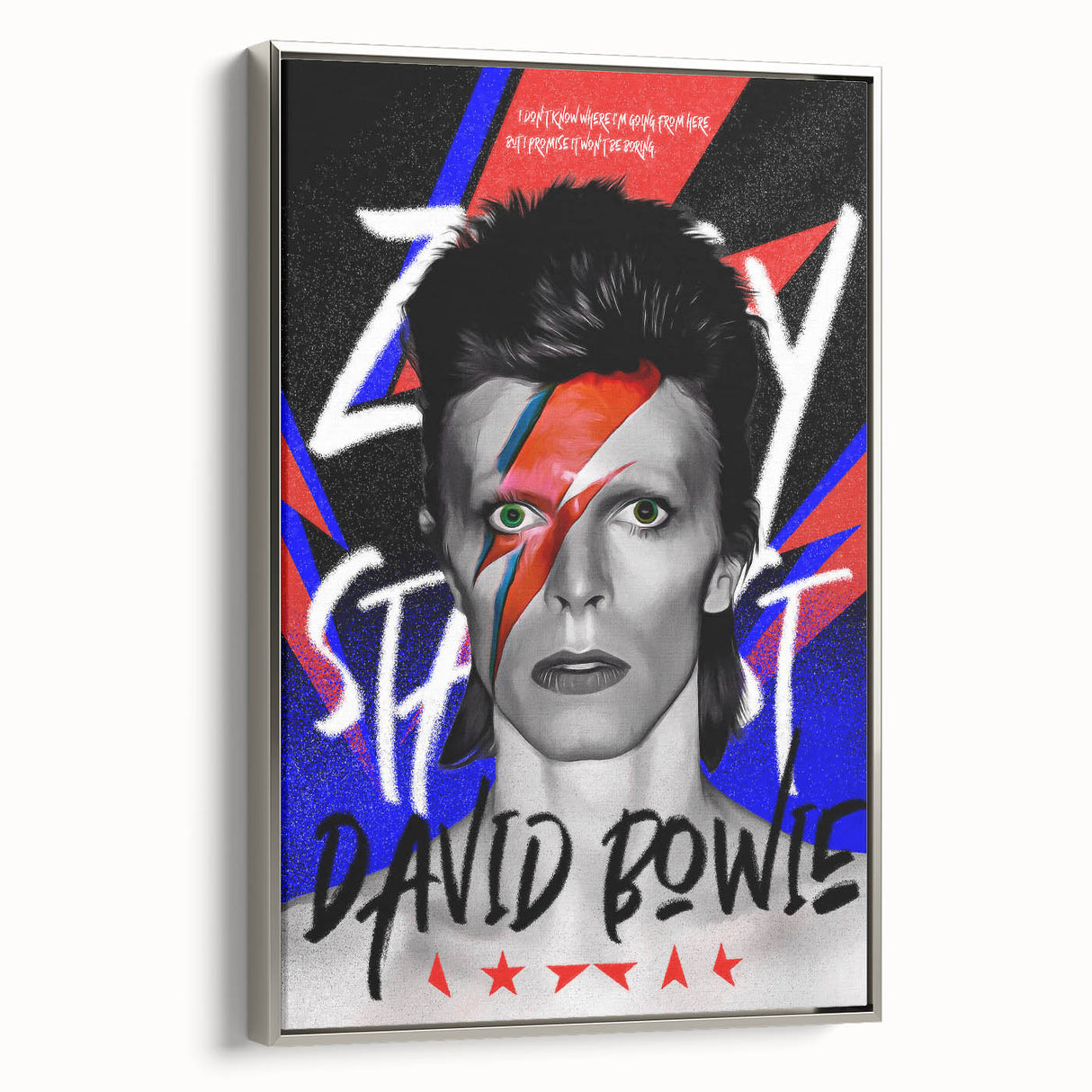Iconic Pop Art Wall Art - Bowie Canvas with Red, Blue, and Black