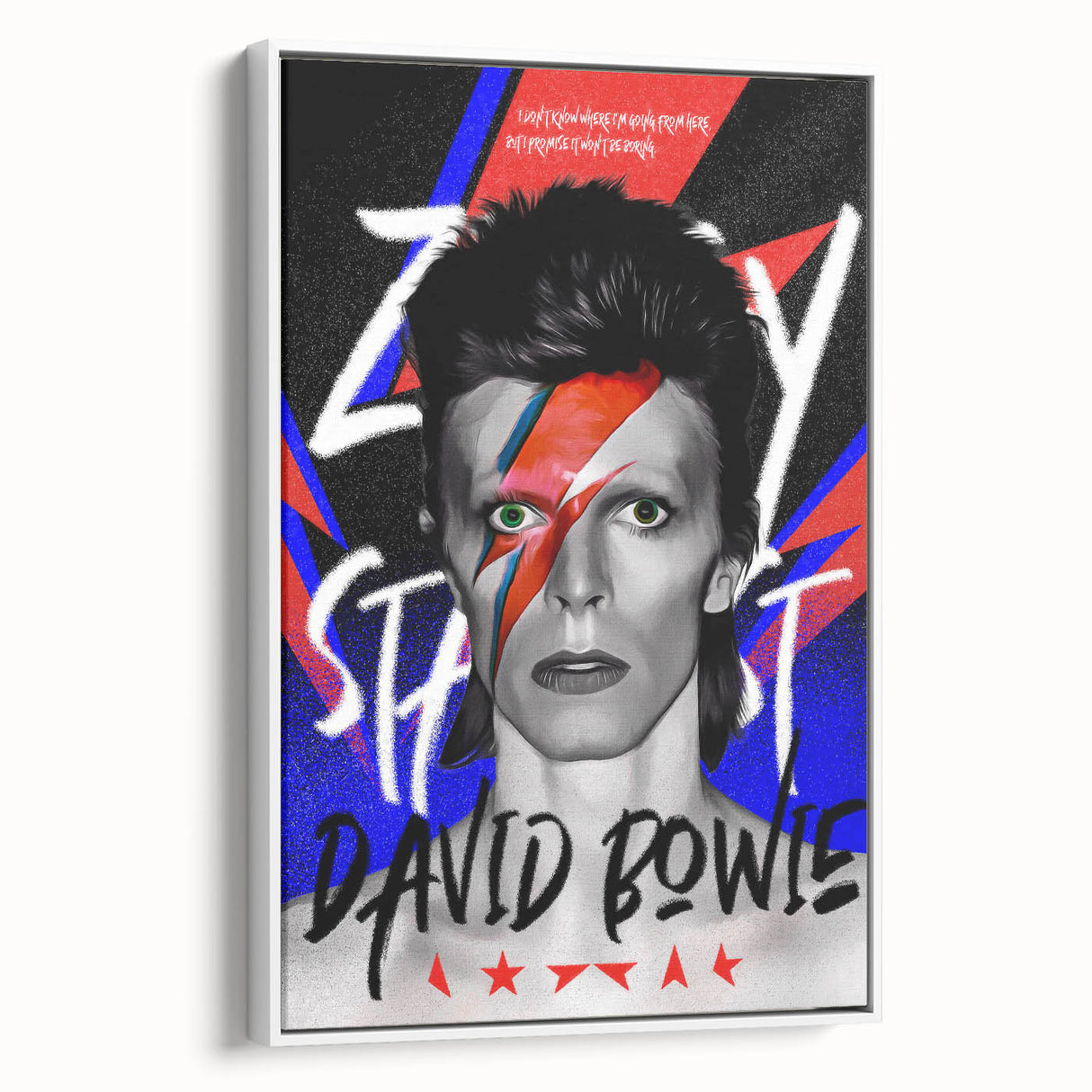 Iconic Pop Art Wall Art - Bowie Canvas with Red, Blue, and Black