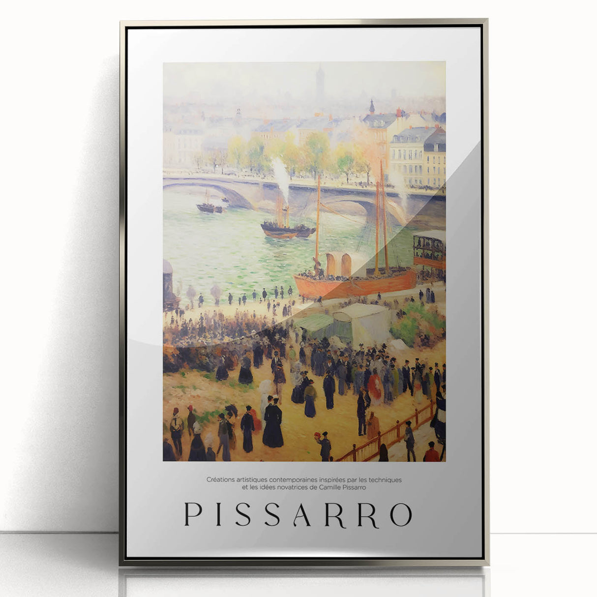 Mid-century modernist art of abstract shapes in muted earth tones on a silver-framed acrylic, ideal for nursery wall art.