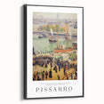 Black and white vintage poster art of a landscape on a framed canvas, ideal for bedroom wall decor.
