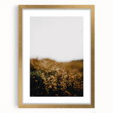 Extra large abstract art print featuring textured autumnal hues in a gold frame, ideal for living room decor.