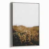 Framed canvas depicting a vintage-style landscape art painting with colorful autumn trees and a black background.