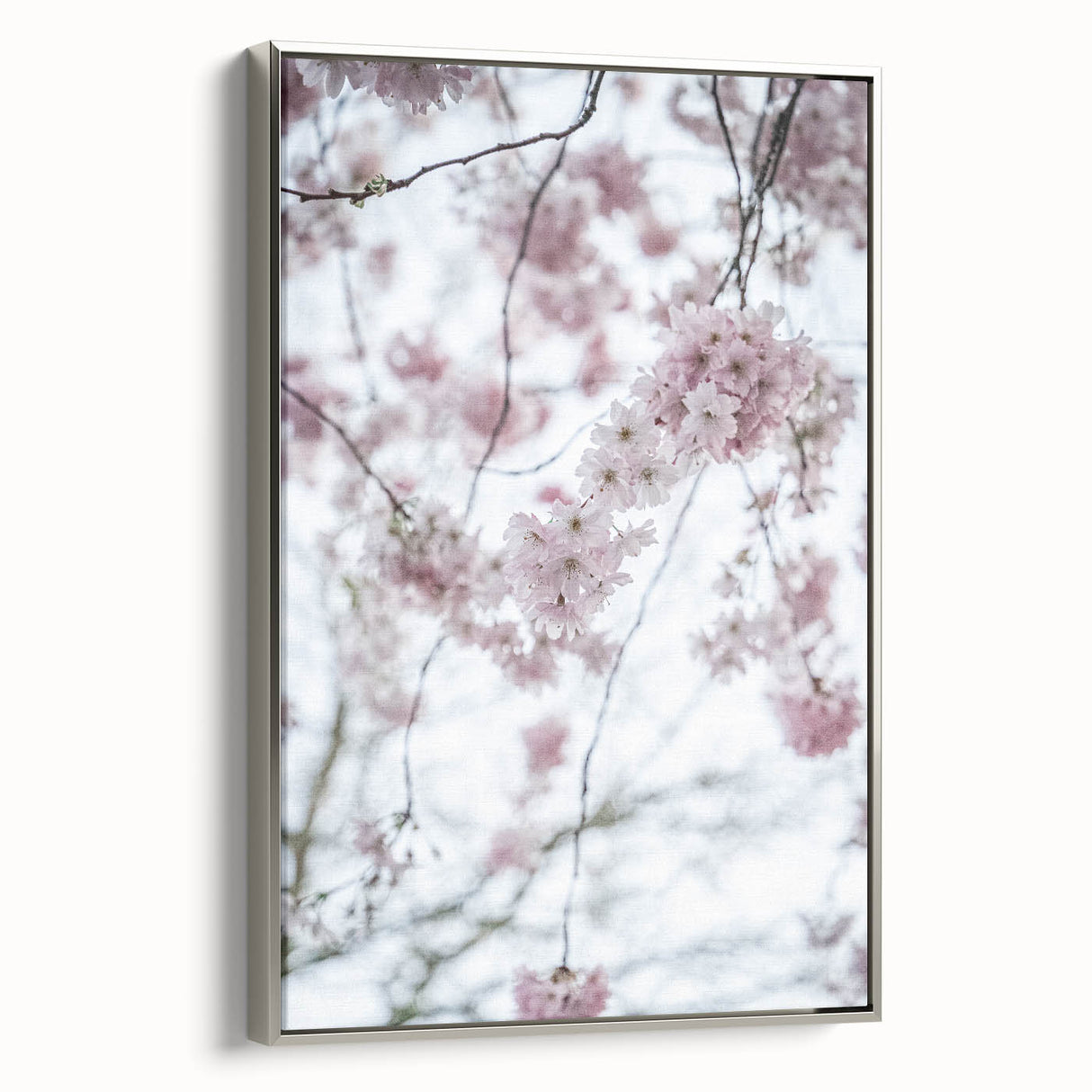 Framed canvas depicting a vintage landscape art painting with colorful spring scenes, ideal for living room decor.