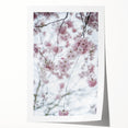 Spring-themed floral art on rolled canvas featuring a blend of soft green and pink tones, ideal for dining room wall decor.