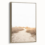Framed canvas featuring a vintage-style landscape painting with lush summer trees in muted gold and black tones.