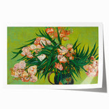 Rolled canvas print of Van Gogh-style sunflowers in vibrant yellow and green, suited for art wall dining room.
