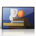 Modern Wall Art: Still Life with Jug, Orange, and Books in Bold Colors