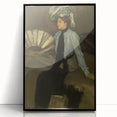 Modern Wall Art: Young Woman with Fan - Elegant Portrait
