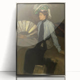 Modern Wall Art: Young Woman with Fan - Elegant Portrait