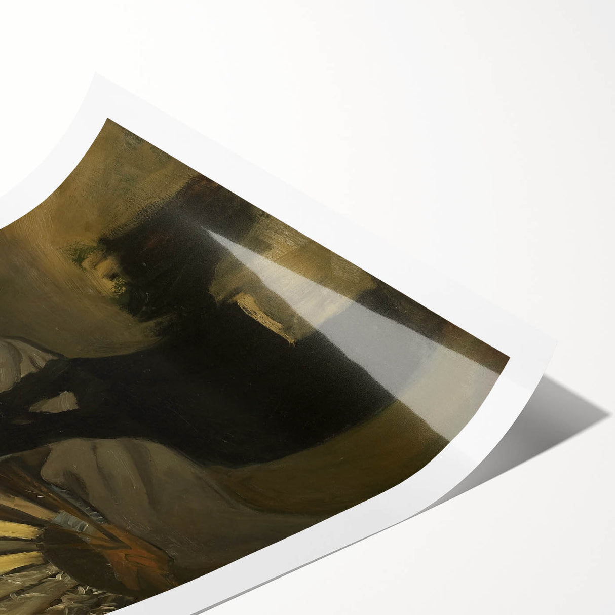 Modern Wall Art: Young Woman with Fan - Elegant Portrait