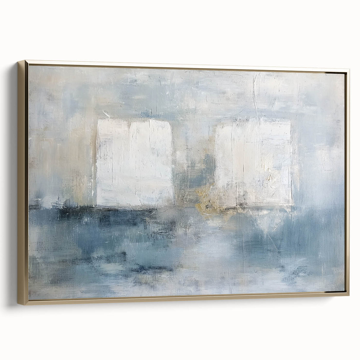 Acrylic Bedroom Wall Art – Textured Beige & Blue Canvas Print