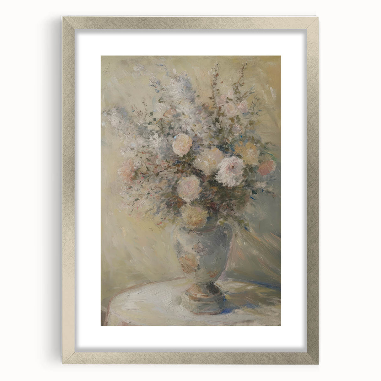 Elegant Floral Living Room Wall Art – Beige & Pastel Canvas