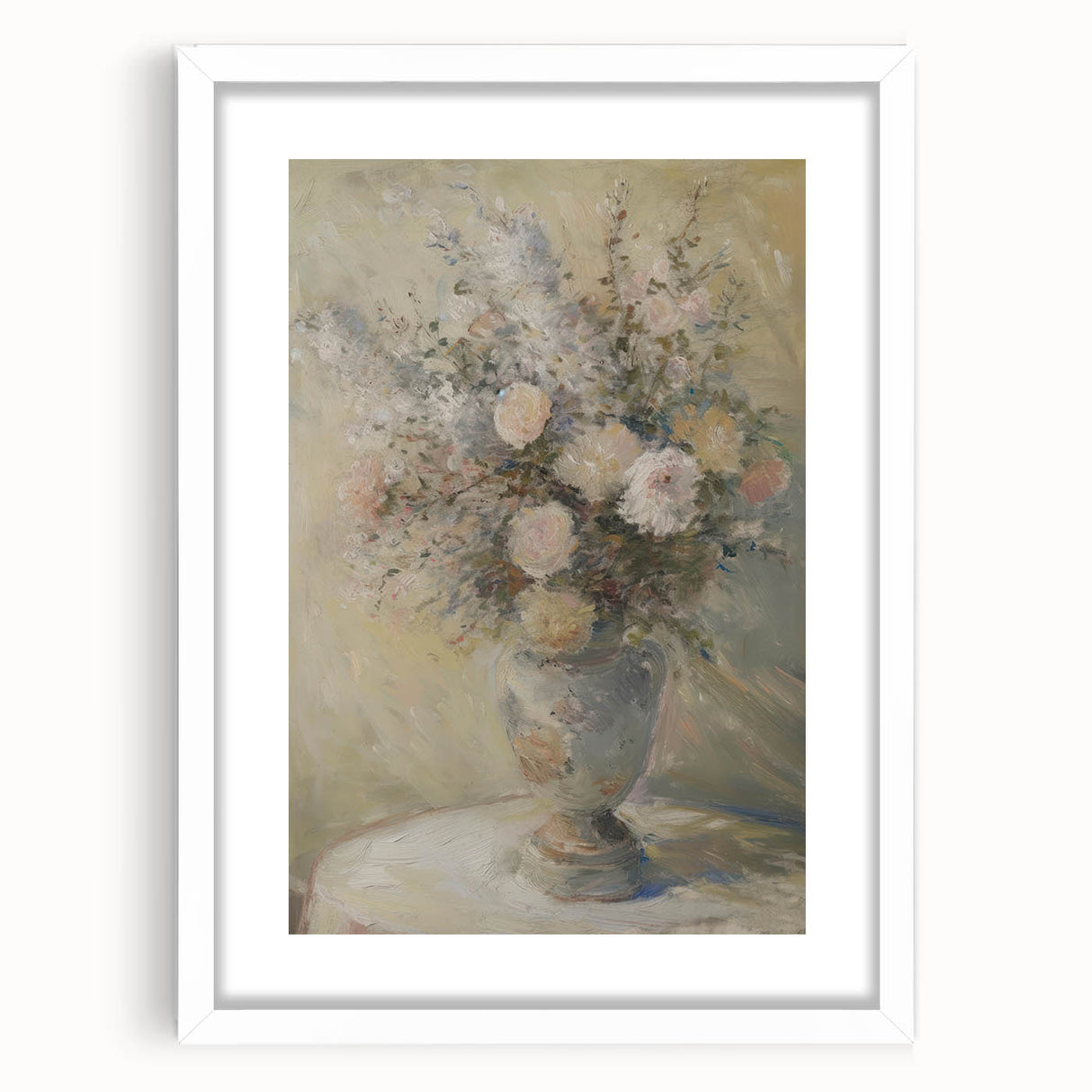 Elegant Floral Living Room Wall Art – Beige & Pastel Canvas