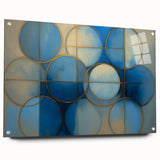 Abstract geometric acrylic glass artwork in side view, showcasing vibrant colors and intricate patterns, secured with stylish pins for modern decor.