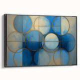 Framed canvas artwork showcasing an abstract geometric design with black and white color contrast, viewed from the side to highlight depth and texture. Perfect for modern home decor.