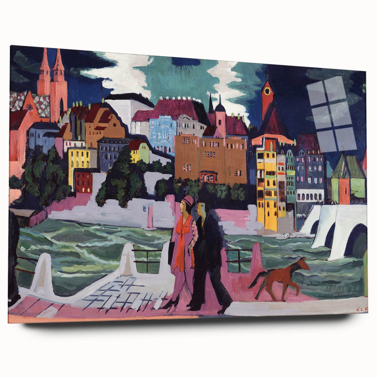 Expressionist Art: View of Basel and the Rhine by Kirchner Print