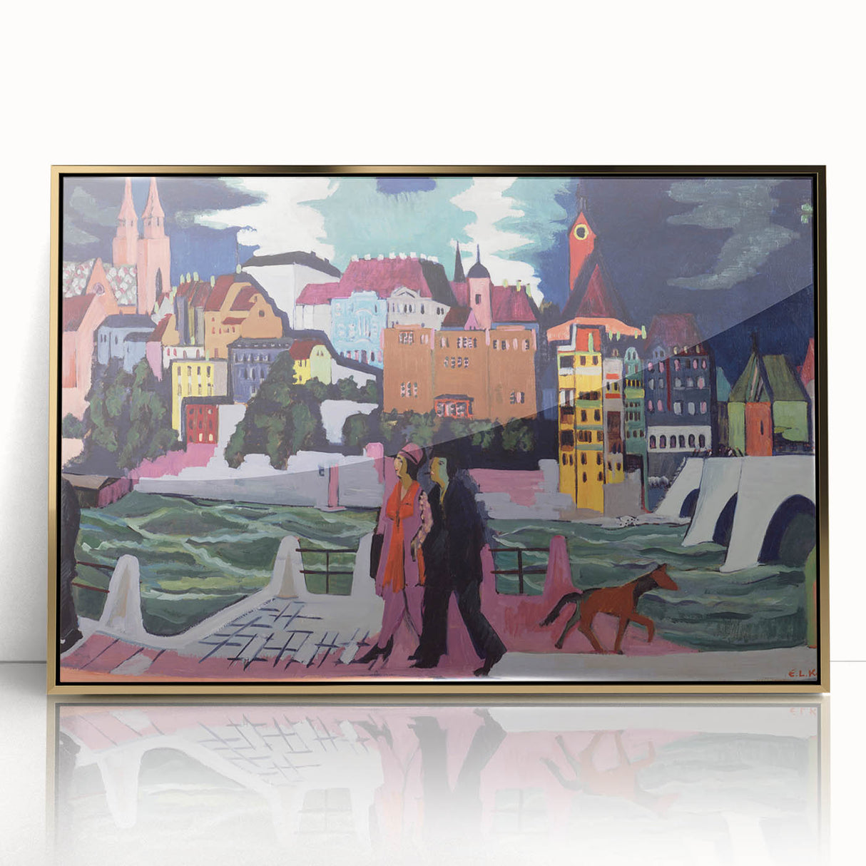 Expressionist Art: View of Basel and the Rhine by Kirchner Print