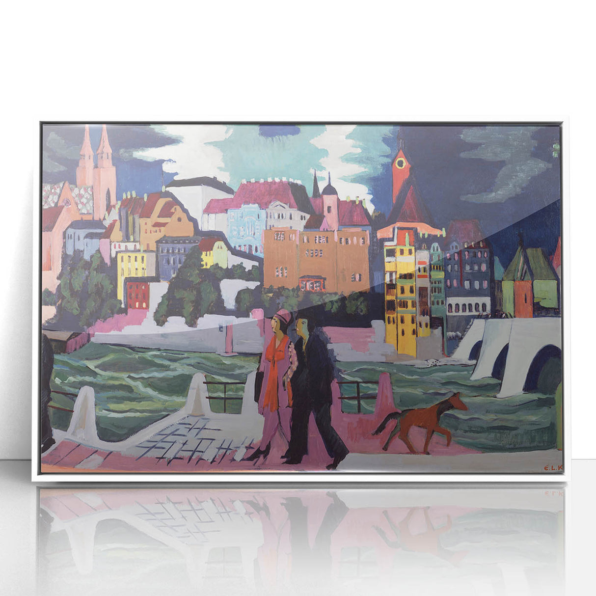 Expressionist Art: View of Basel and the Rhine by Kirchner Print