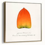 Framed canvas featuring a vintage poster art of various fruits in silver and gold tones, ideal for bedroom wall decor.