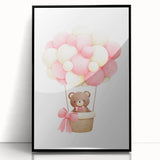 Playroom Wall Art - Teddy Bear Hot Air Balloon Kids Room Decor