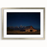Landscape barn frame with a silver mat, showcasing a rustic design that enhances home decor. The frame features a sleek front view, perfect for displaying art or photos.