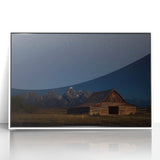 Framed acrylic wall art featuring a picturesque landscape of a barn, showcasing vibrant colors and fine details, perfect for home decor enhancement.