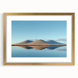 Elegant gold-framed landscape artwork featuring lush green fields and a serene sky, designed with a white mat for an upscale presentation, perfect for home decor.