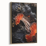 Framed canvas featuring a vintage landscape painting with natural elements in gold and black, ideal for bedroom wall art.