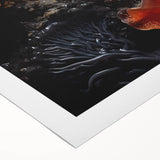Art deco poster featuring natural close-up elements in muted colors on rolled canvas.