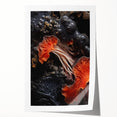 Extra large rolled print featuring close-up floral elements in natural hues, ideal for art wall dining room.