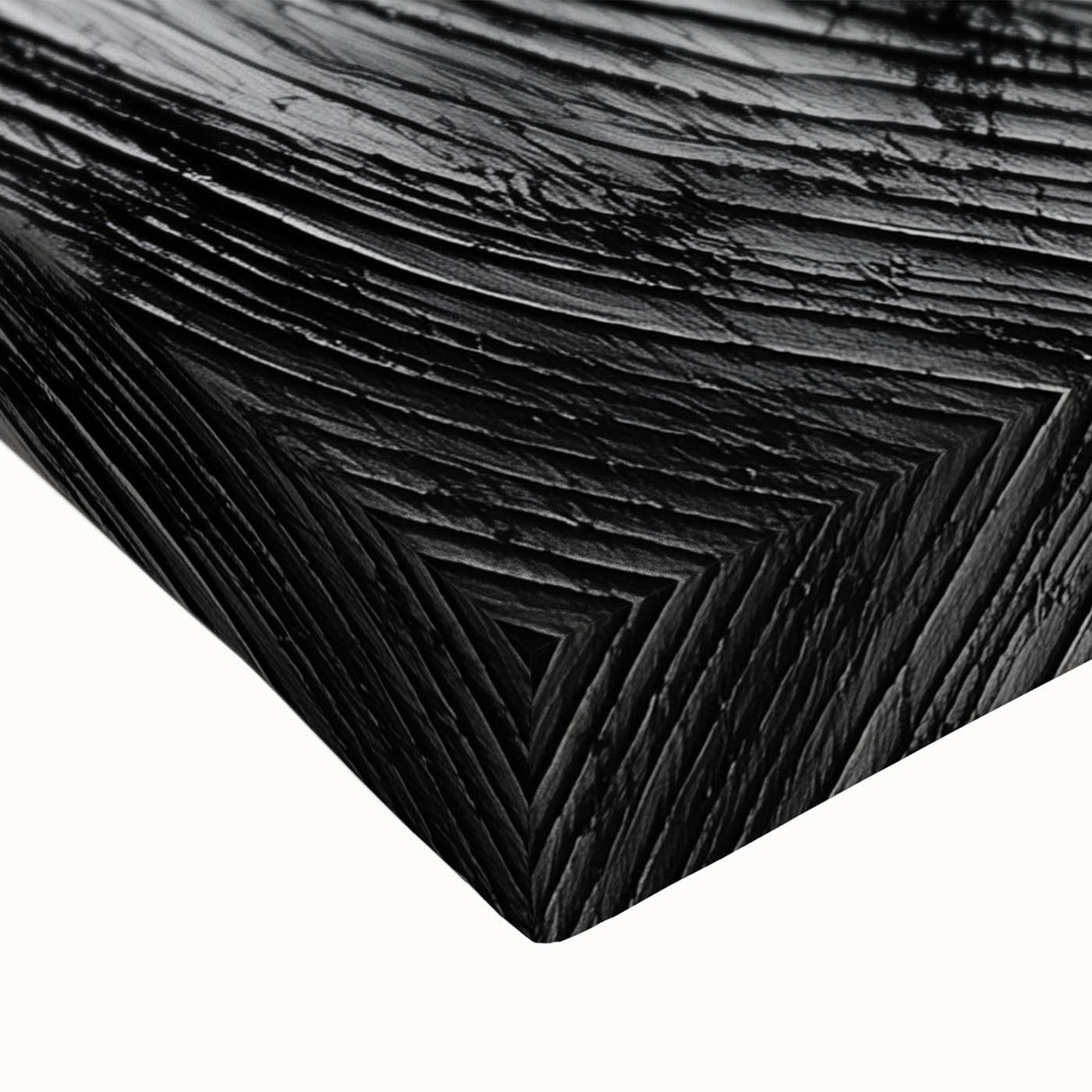 Black and white landscape art painting on stretched canvas, featuring a detailed tree bark texture.