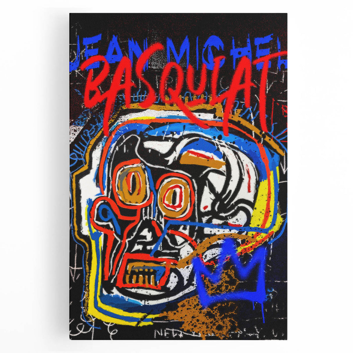 Bold Pop Art Wall Art - Skull Canvas with Red, Blue, and Yellow