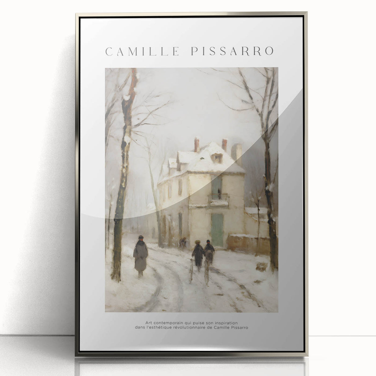 Mid-century modernist art of abstract shapes in muted earth tones on a silver-framed acrylic.